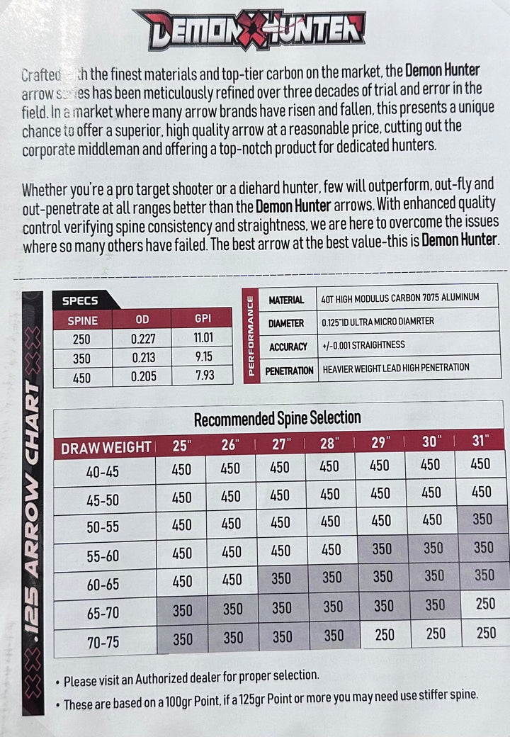 Demon Hunter Arrow Shafts 12pk