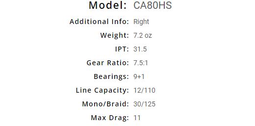 Daiwa CA80 Baitcasting Reel