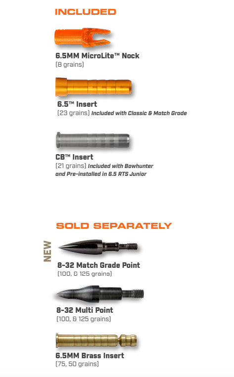 Easton 6.5 Match Grade Shafts Individual