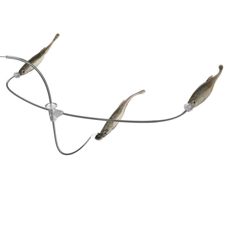 berkley complete fishing kit Triple Minnow Rig Kit, Electric Shad / 4 in