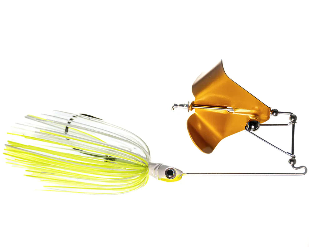 buzzbait fishing lure Bizz Baits Dinner Bell Buzz Bait Chartreuse White