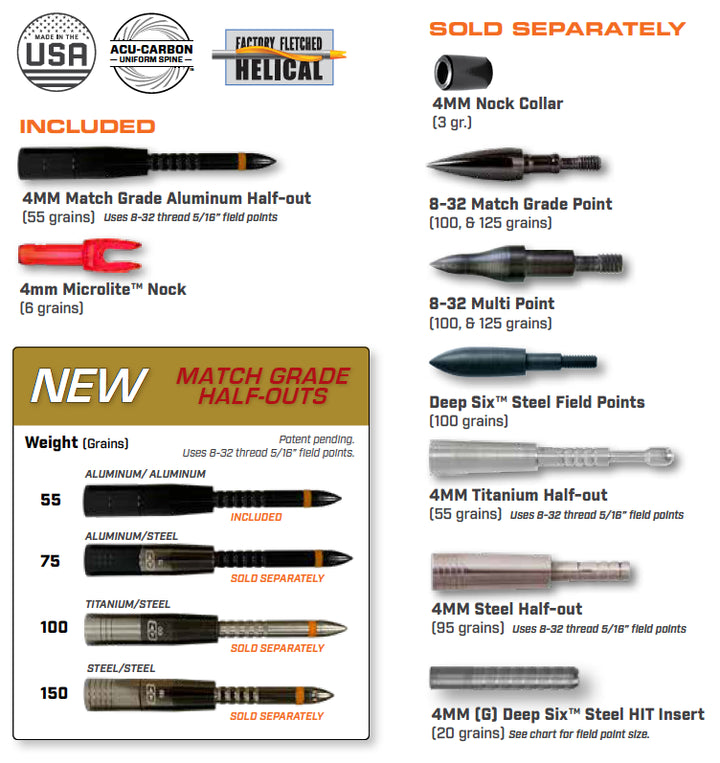 Easton FMJ 4MM Match Grade 3" Hybrid 26 Vanes w/ Halfouts 6pk